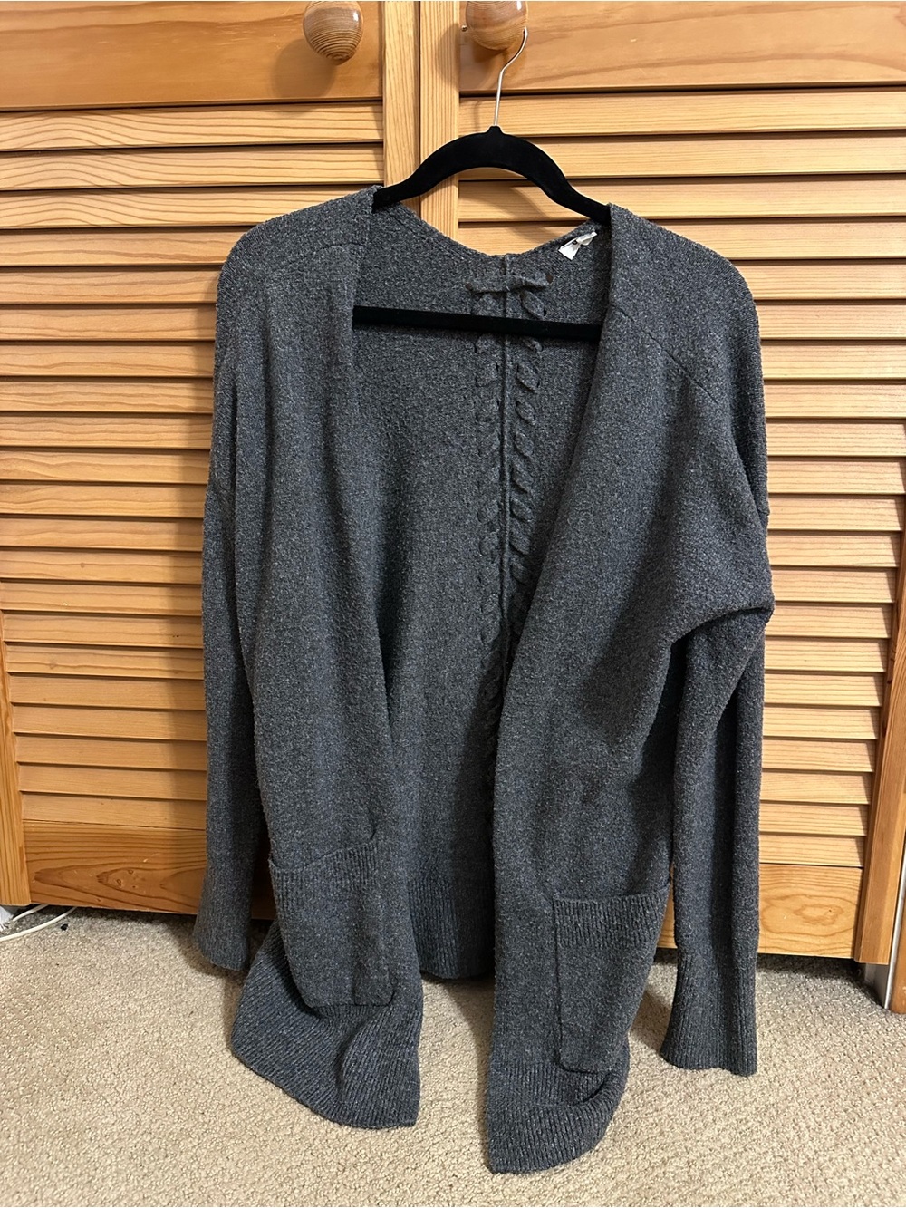 Garage Charcoal Open-Front Knit Cardigan